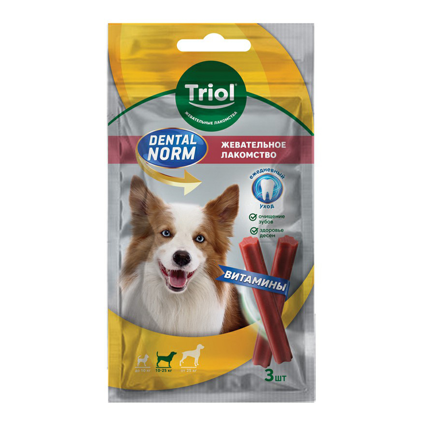 

Лакомство для собак TRIOL Dental Norm с витаминами Палочки жевательные 75 г