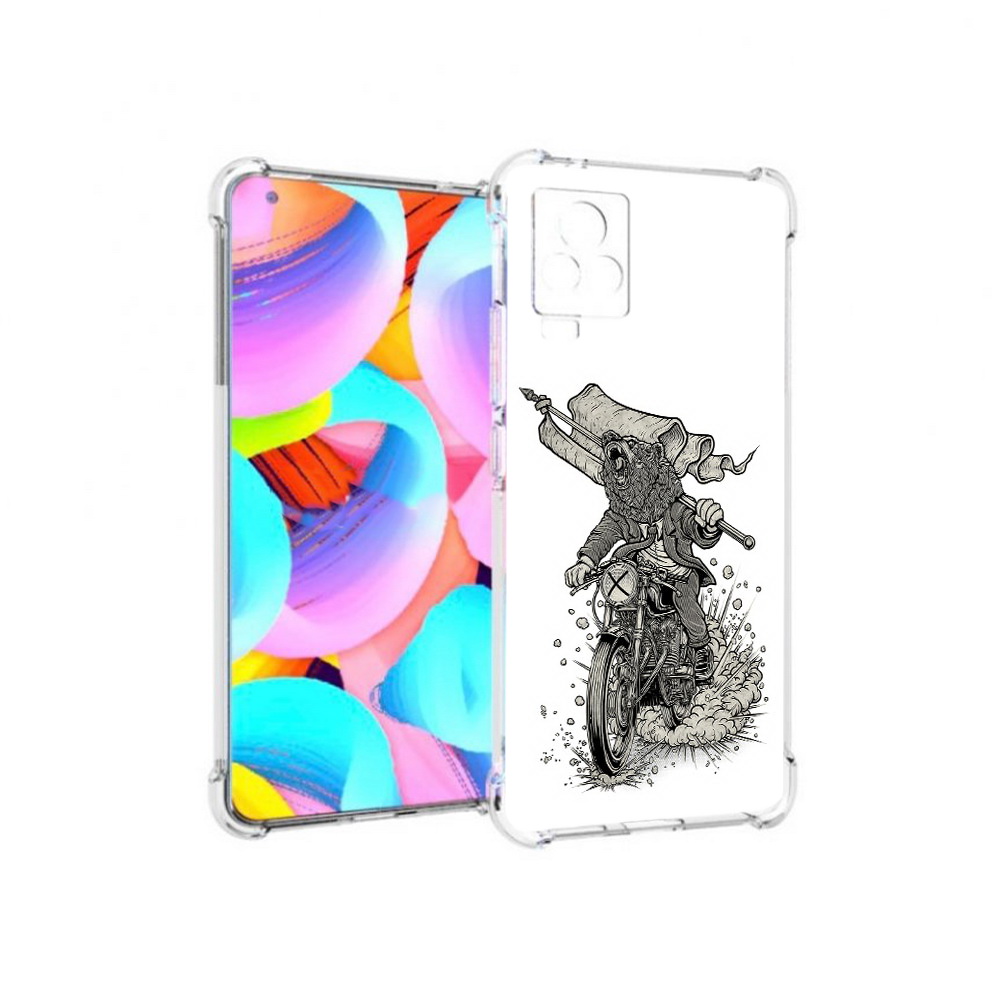 Чехол MyPads Tocco для Vivo IQOO 7 медведь на мотоцикле