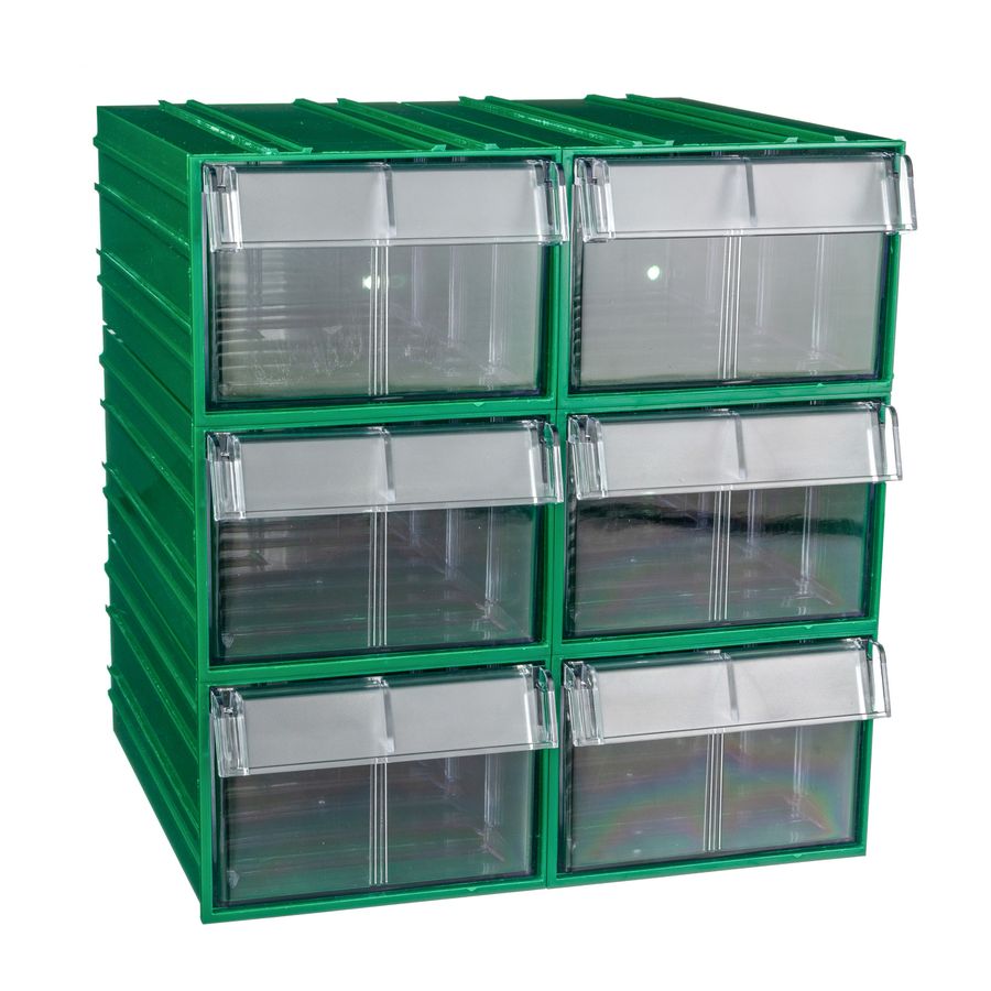 Пластиковый короб Стелла-техник C-2-К6-зеленый-прозрачный , 140х250х100мм, комплект 6 штук сменные модули к насадке для душа ps 102 комплект из 3 х штук