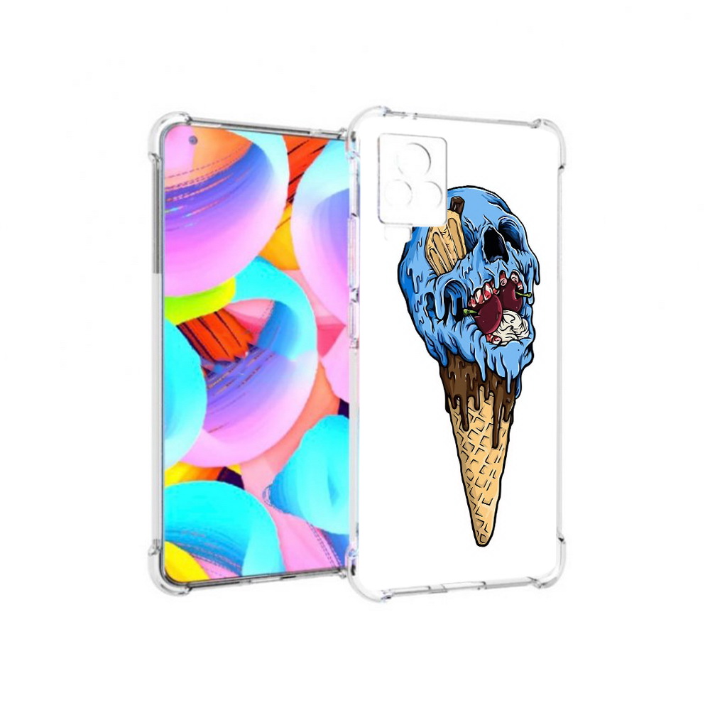 

Чехол MyPads Tocco для Vivo IQOO 7 мороженное череп, Прозрачный, Tocco