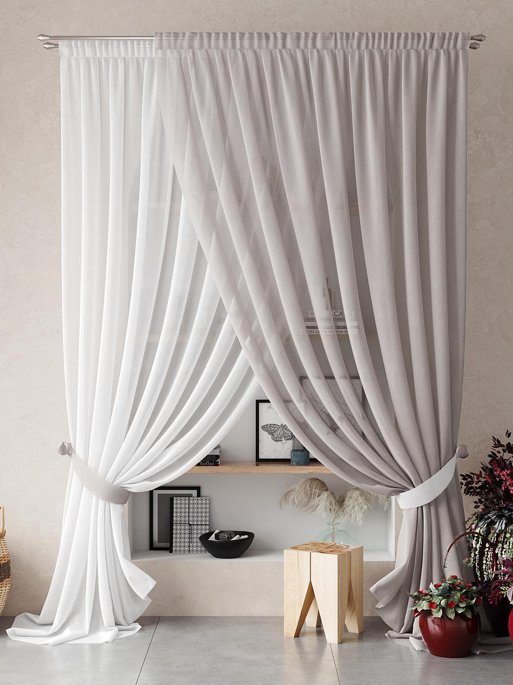 

Тюль для комнаты AT HOME / 300х250 см / Нариа (серо-белый) - 250 см, 207253-250