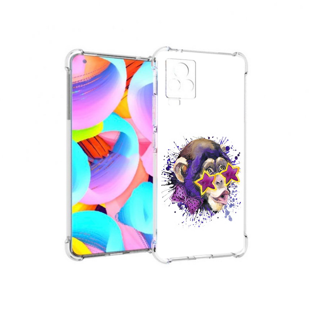 

Чехол MyPads Tocco для Vivo IQOO 7 обезьяна в очках, Прозрачный, Tocco