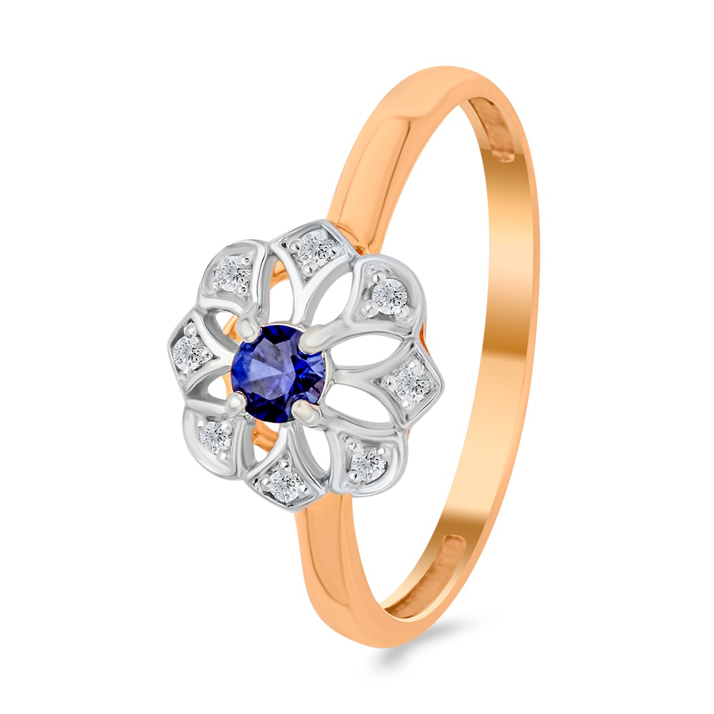 

Кольцо из золота р. , 585Gold 101015199, сапфир искусственный\бриллиант, 101015199