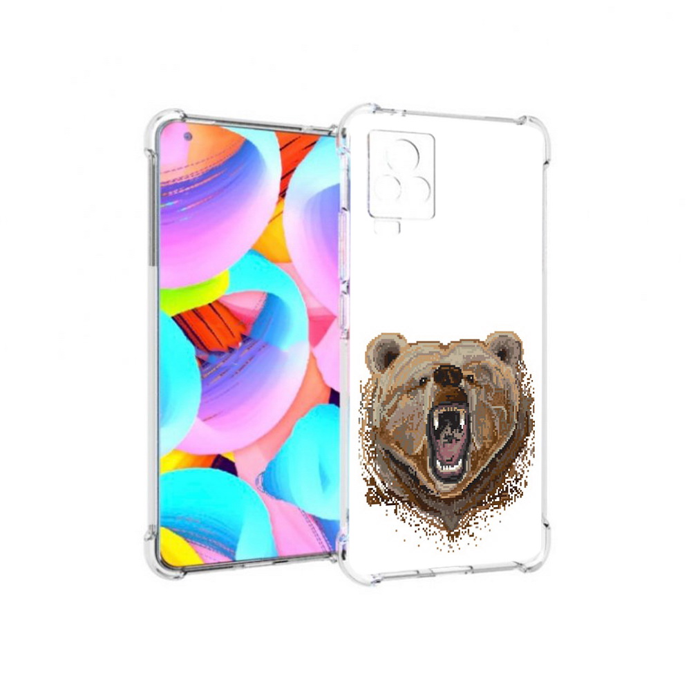 

Чехол MyPads Tocco для Vivo IQOO 7 пиксельный медведь, Прозрачный, Tocco