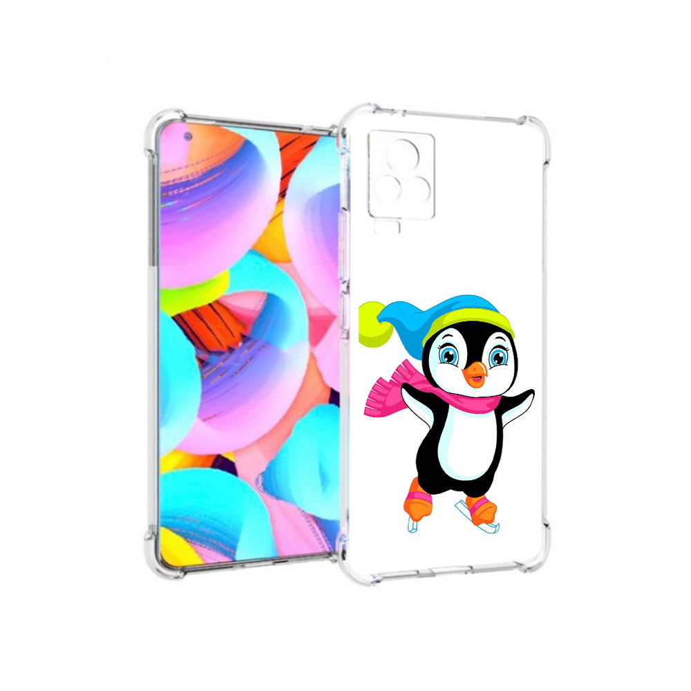 

Чехол MyPads Tocco для Vivo IQOO 7 пингвин на коньках, Прозрачный, Tocco