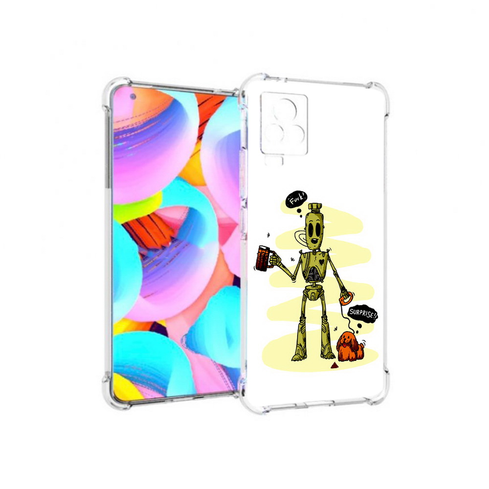 

Чехол MyPads Tocco для Vivo IQOO 7 прикольный робот, Прозрачный, Tocco