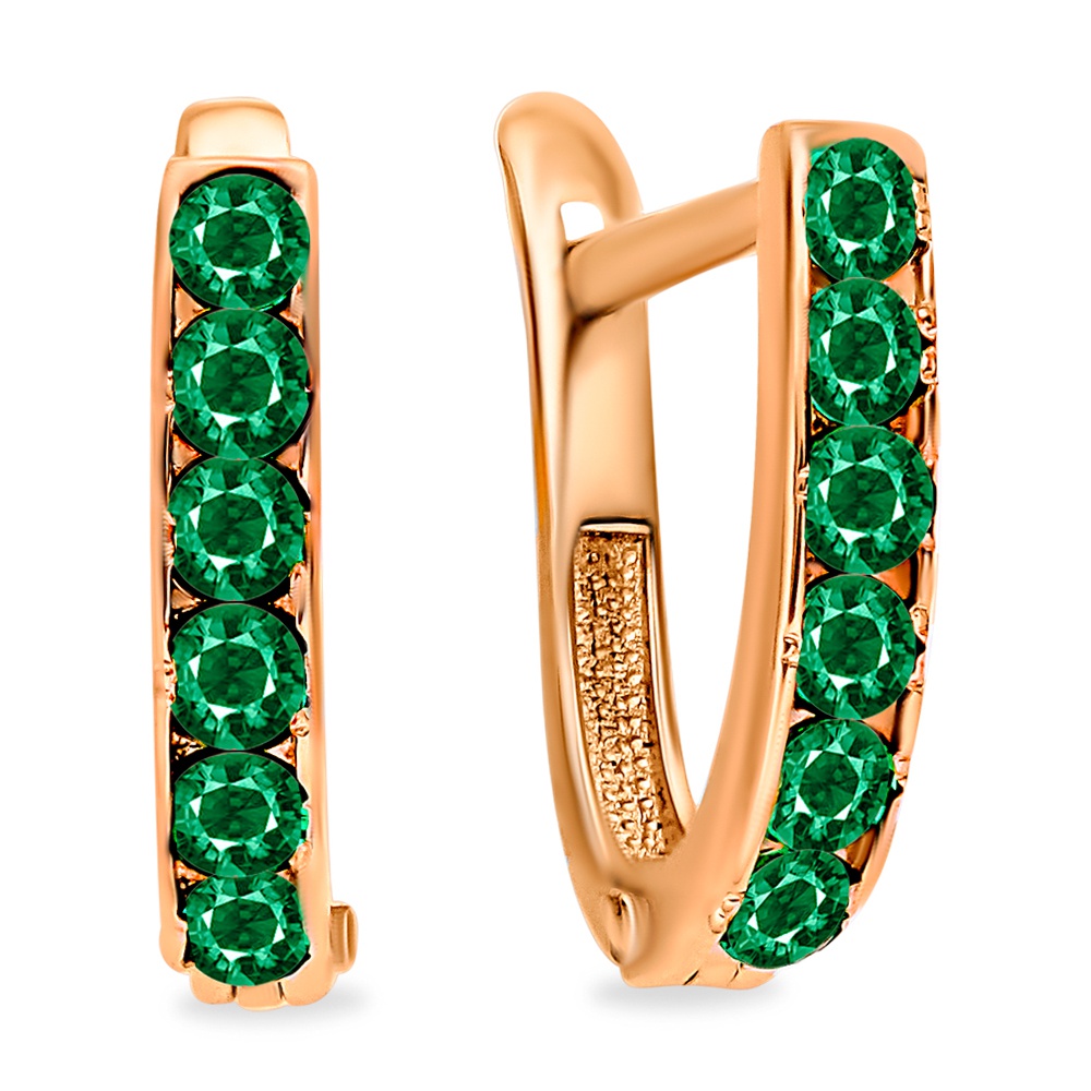 

Серьги из красного золота 585Gold 102008031, изумруд искусственный, 102008031