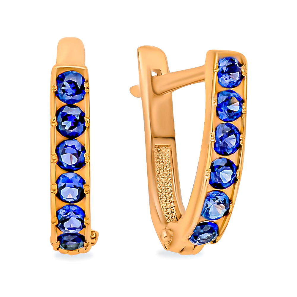 

Серьги из красного золота 585Gold 102007887, сапфир искусственный, 102007887