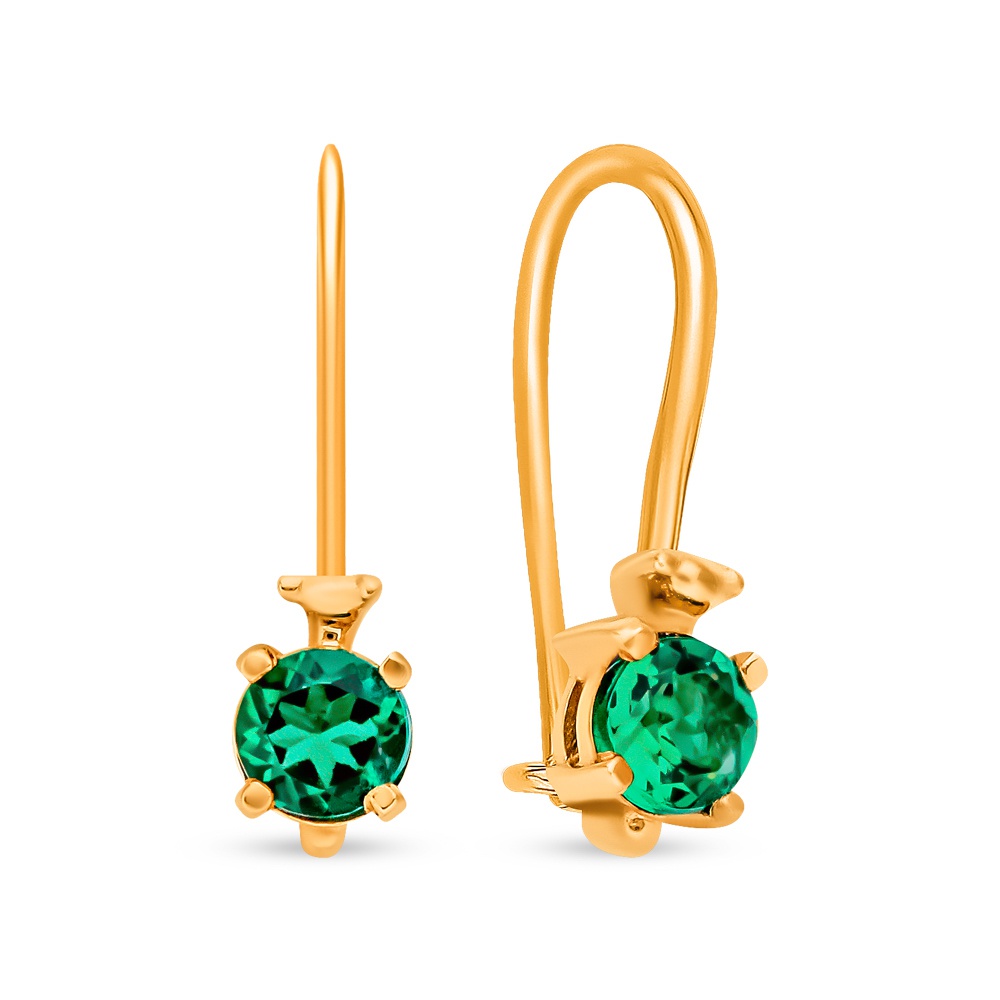 

Серьги из красного золота 585Gold 102007893, изумруд искусственный, 102007893