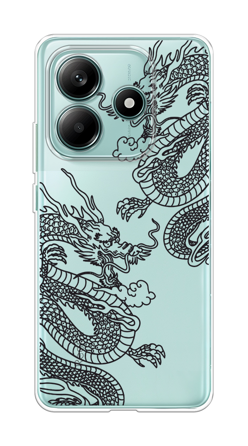 

Чехол на Xiaomi Redmi Note 14 5G Два китайских дракона, Серый;черный, 323850-1