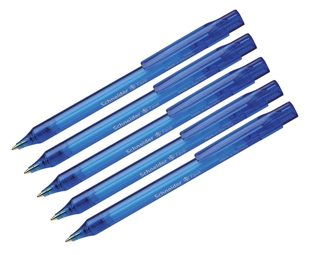 

Набор из 5 шт. Ручка шариковая автоматическая Schneider Fave синяя, 1,0 мм