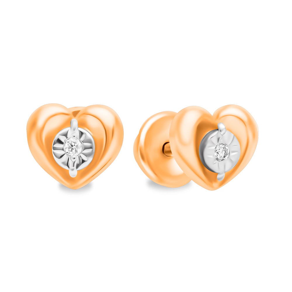 

Серьги пусеты из красного золота 585Gold 102007872, бриллиант, 102007872