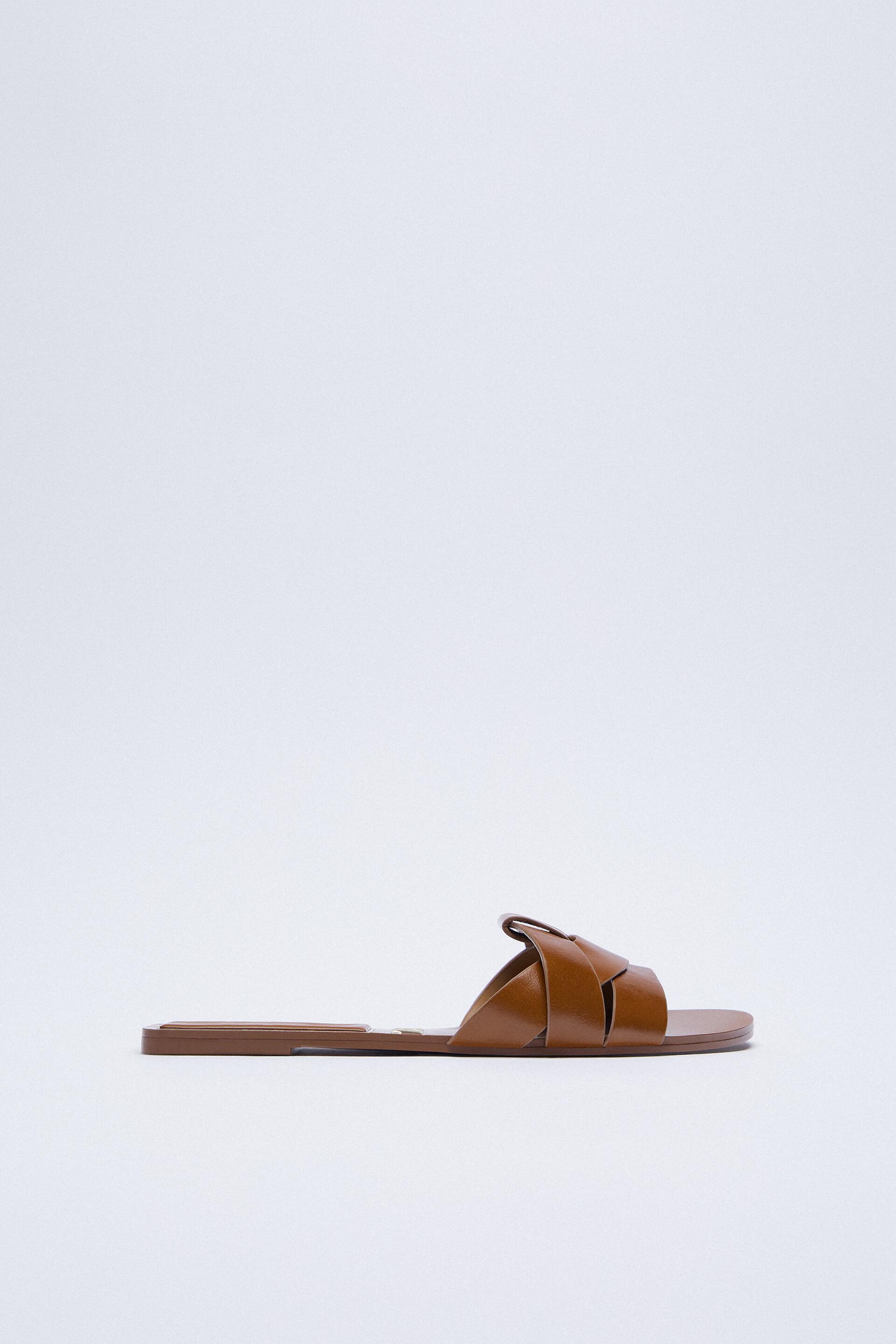 фото Шлепанцы женские zara 232983 коричневые 37 ru (доставка из-за рубежа)