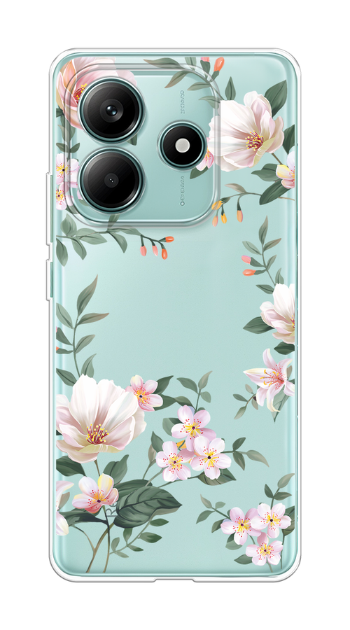 

Чехол на Xiaomi Redmi Note 14 5G Beautiful white flowers, Бежевый;зеленый, 323850-1