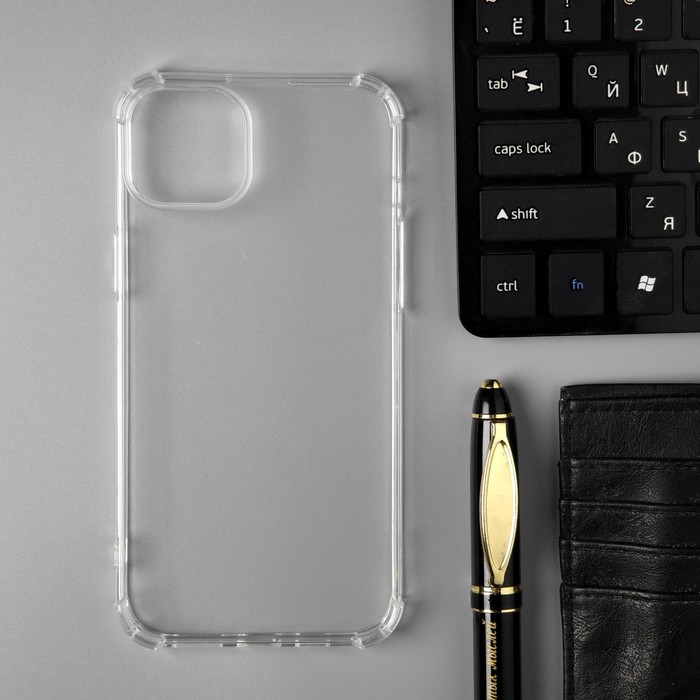 

Чехол PERO, для телефона Apple iPhone 15 Plus, силиконовый, прозрачный, усиленный