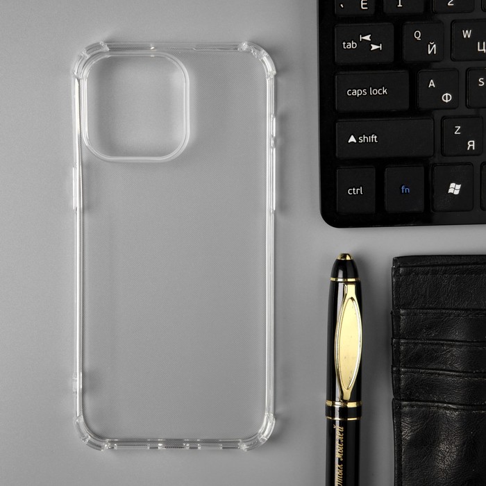 

Чехол PERO, для телефона Apple iPhone 15 Pro Max, силиконовый, прозрачный, усиленный