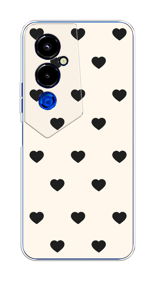 

Чехол на Tecno Pova 4 Pro "Черные сердечки на белом", Черный;белый, 302650-1