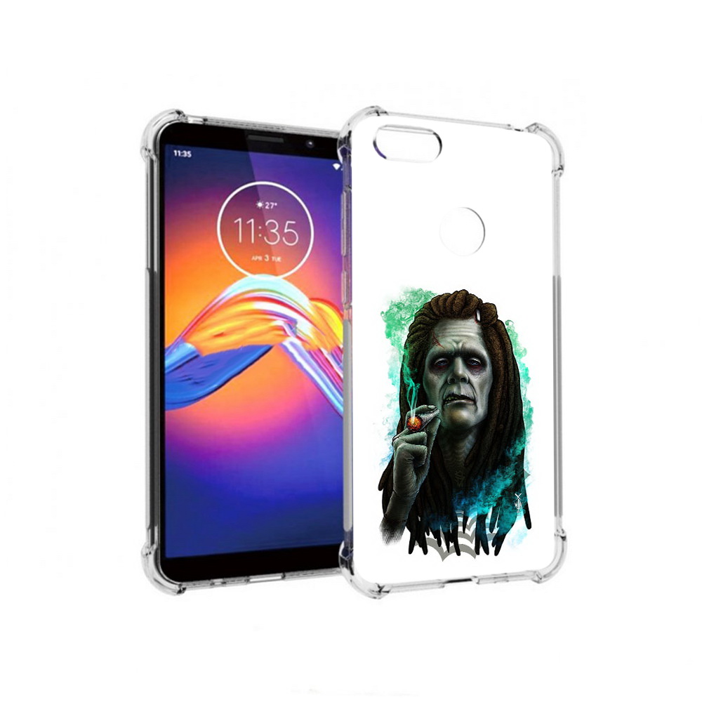 

Чехол MyPads Tocco для Motorola Moto E6 зеленый мужчина с сигаретой (PT227058.343.360), Прозрачный, Tocco