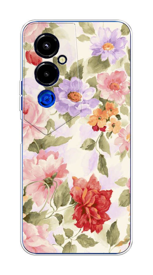 

Чехол на Tecno Pova 4 Pro "Акварельные пионы", Розовый;бежевый, 302650-1