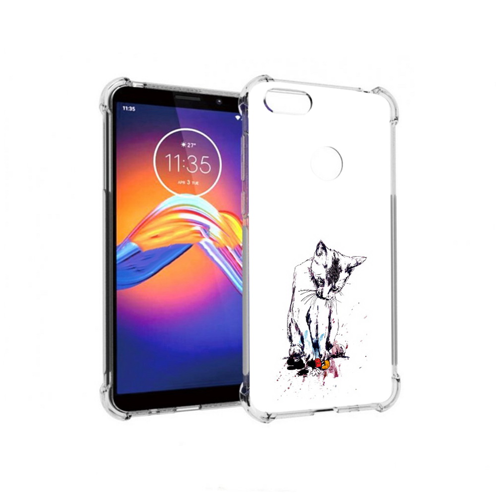 

Чехол MyPads Tocco для Motorola Moto E6 кот и микки (PT227058.343.399), Прозрачный, Tocco