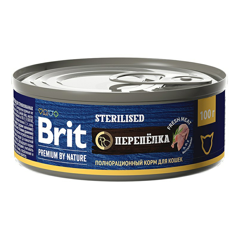 

Консервы для кошек Brit Premium by Nature для стерилизованных с мясом перепелки 100 г