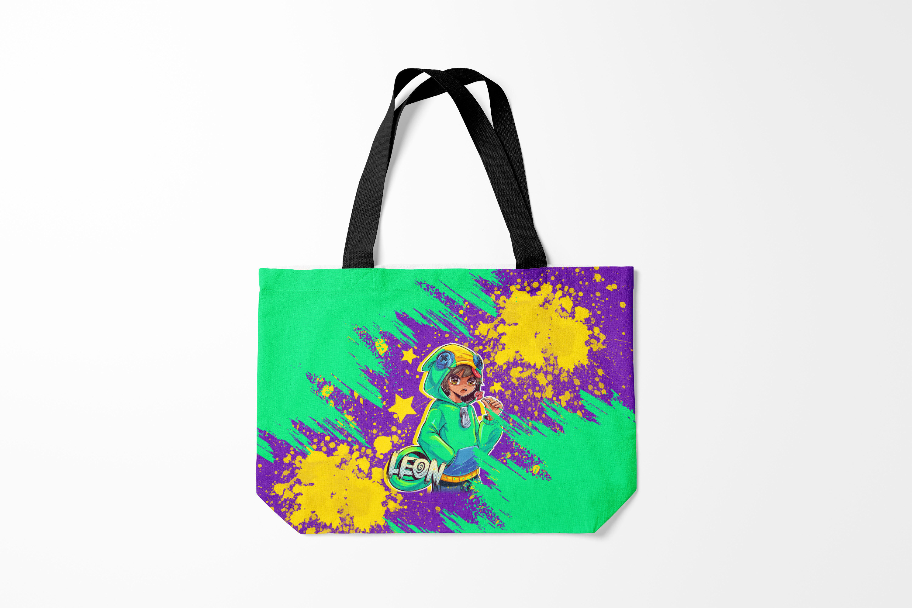 

Сумка шoппер унисекс Burnettie Brawl Stars LEON, фиолетовый; бирюзовый, Brawl Stars LEON