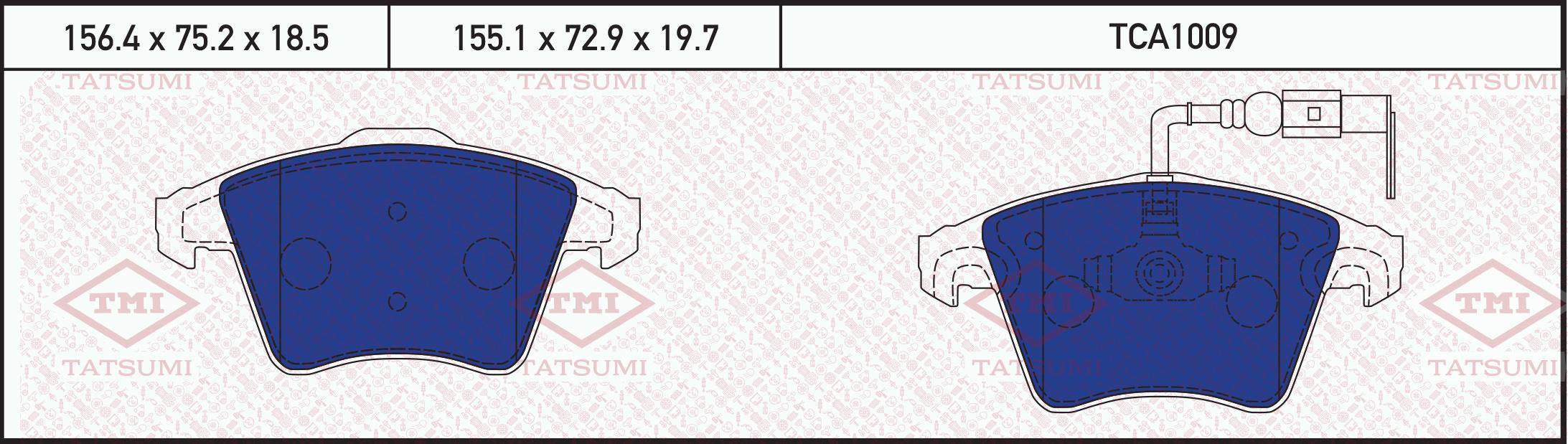 

Тормозные колодки Tatsumi дисковые для Volkswagen Multivan, Transporter 2003- TCA1009