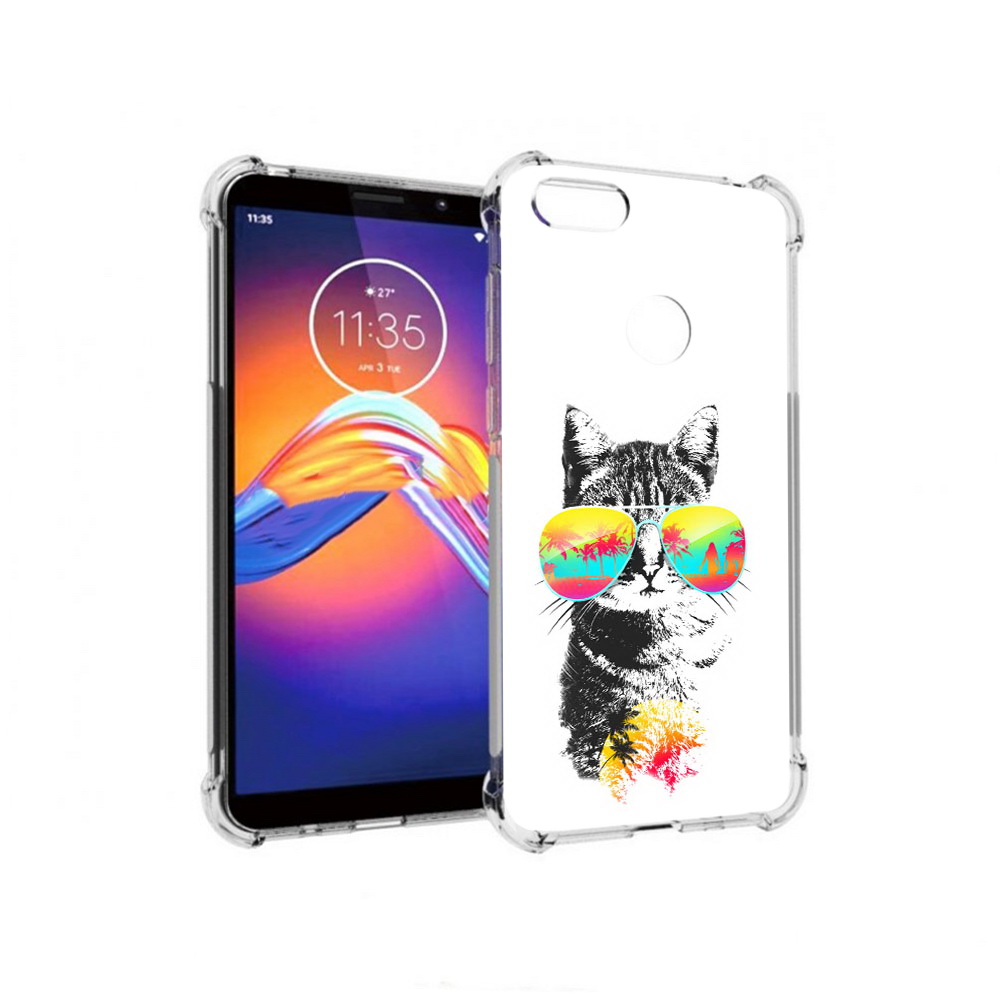 

Чехол MyPads Tocco для Motorola Moto E6 крутой кот (PT227058.343.425), Прозрачный, Tocco