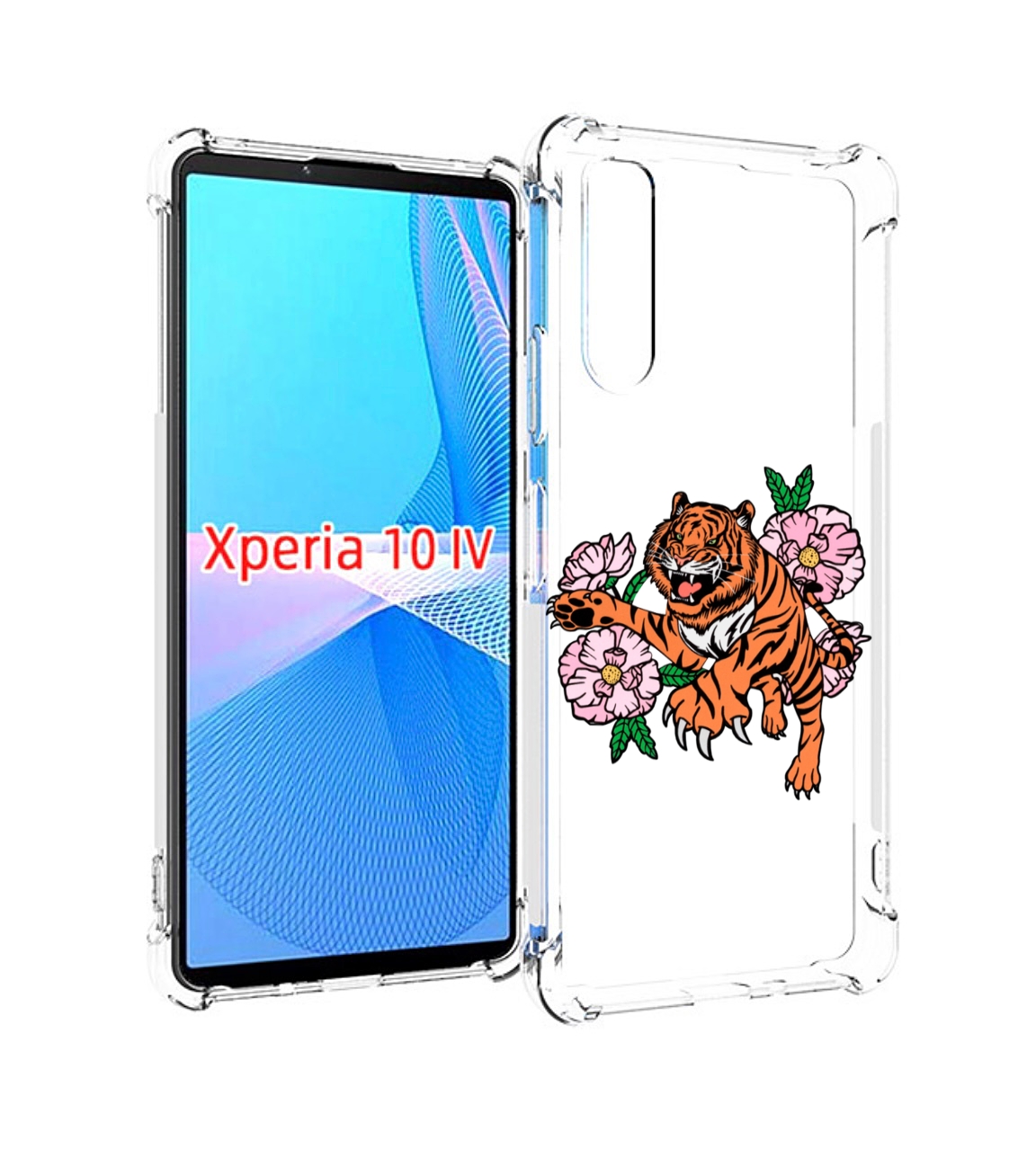 Чехол MyPads тигры-цветочные для Sony Xperia 10 IV (10-4)