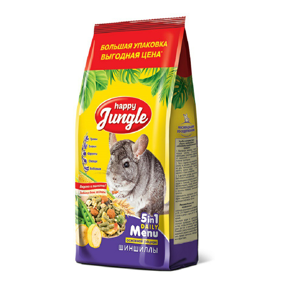 

Сухой корм для шиншилл Happy Jungle J119, 900 г, Основной рацион