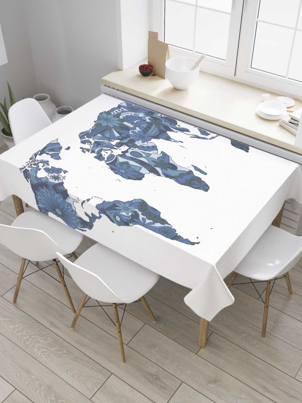 

Скатерть прямоугольная JoyArty "Наложение орнаментов на карту" из сатена, 180x145 см, Наложение орнаментов на карту