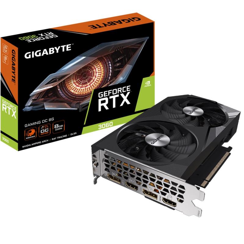 

Видеокарта GIGABYTE NVIDIA GeForce RTX 3060 Gaming OC Rev 2.0 (GV-N3060GAMING OC-8GD 2.0), Черный, GeForce RTX 3060 Gaming OC Rev 2.0