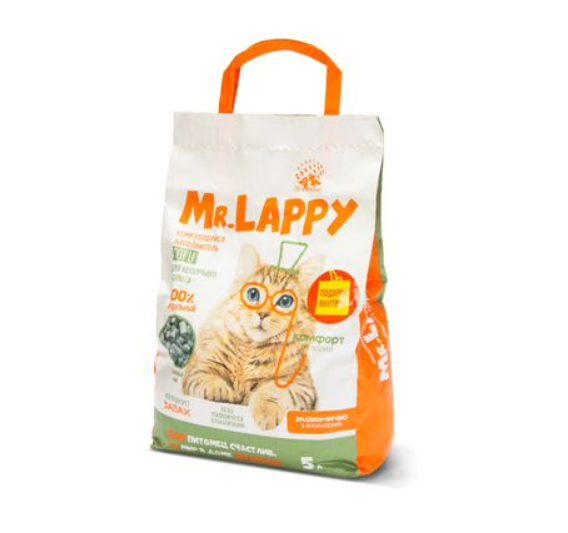 

Комкующийся наполнитель Mr.Lappy tofu соевый, зеленый чай 2,5 кг