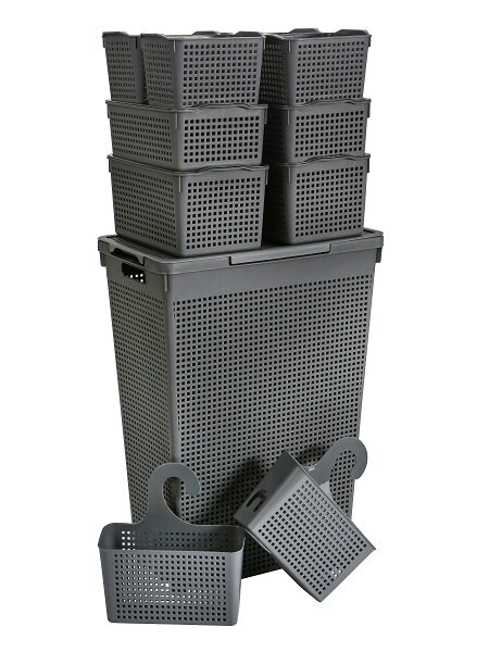 

Набор корзин violet Лофт-11 для белья 50л с крышками 5,3 3,8 по 2шт 2-4шт с петлей 2шт, Набор 50-011