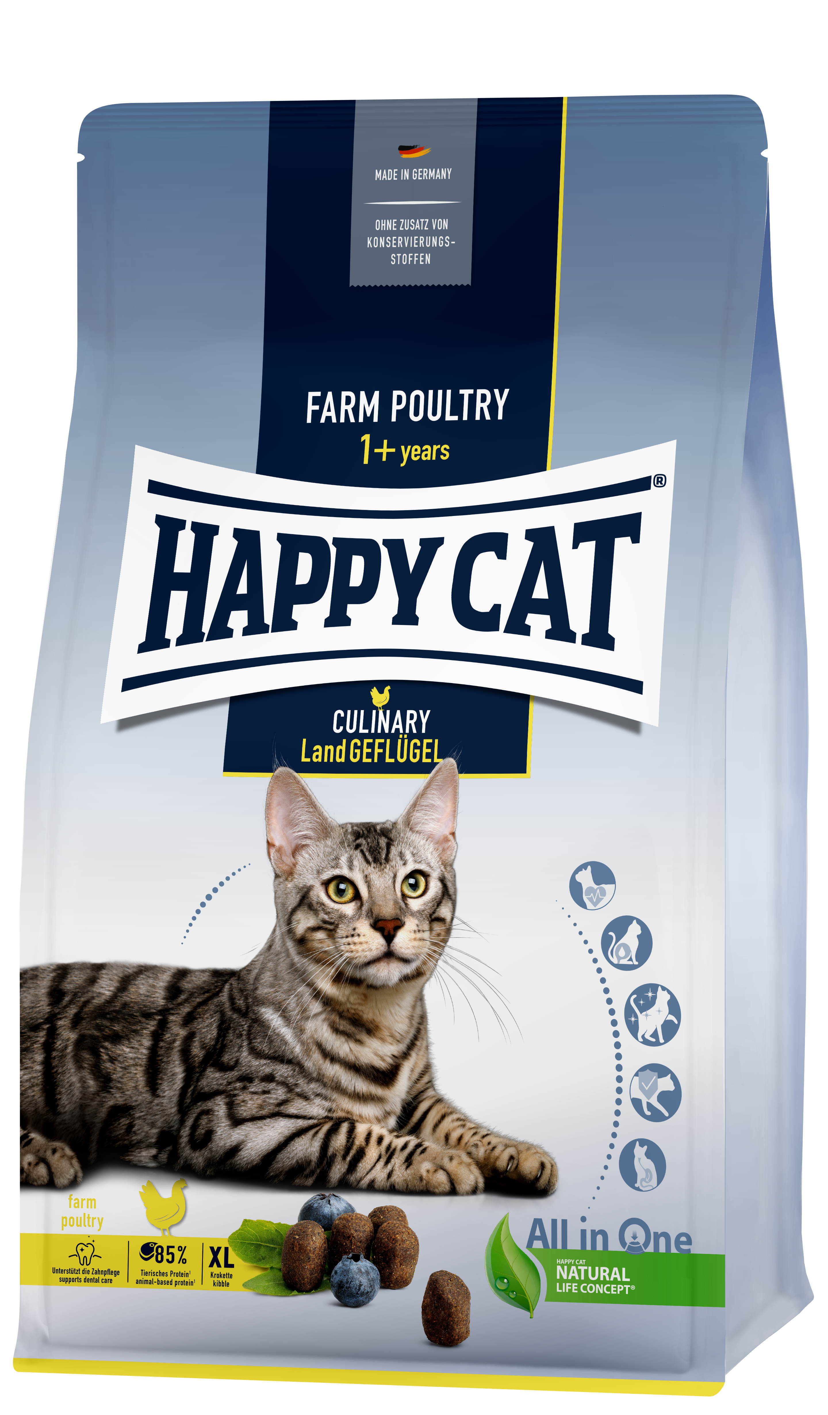 фото Сухой корм для кошек happy cat эдалт, домашняя птица, 1.3кг