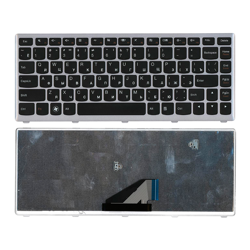 

Клавиатура для ноутбука Lenovo IdeaPad U310 черная с серебристой рамкой