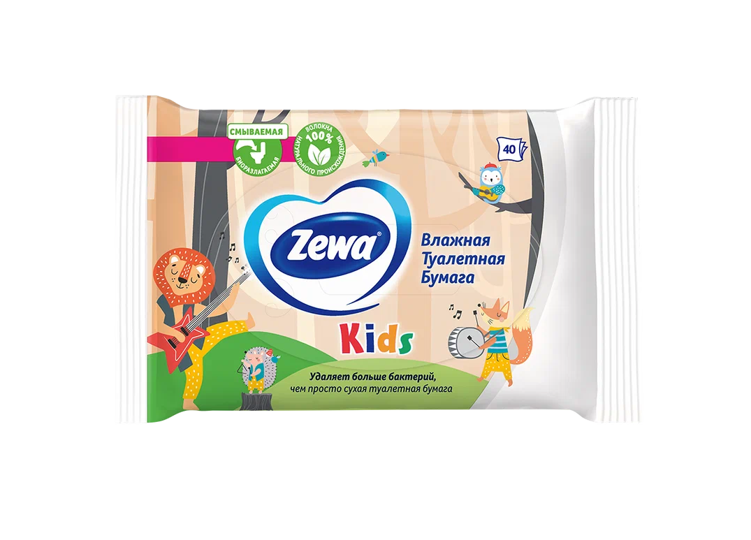 Влажная туалетная бумага Zewa Kids 40 шт влажная туалетная бумага для взрослых yokosun 78 шт х4