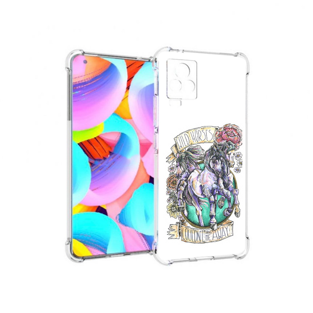 

Чехол MyPads Tocco для Vivo IQOO 7 рисунок коней в цветах, Прозрачный, Tocco