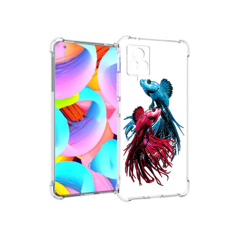 

Чехол MyPads Tocco для Vivo IQOO 7 рыбы петушки, Прозрачный, Tocco