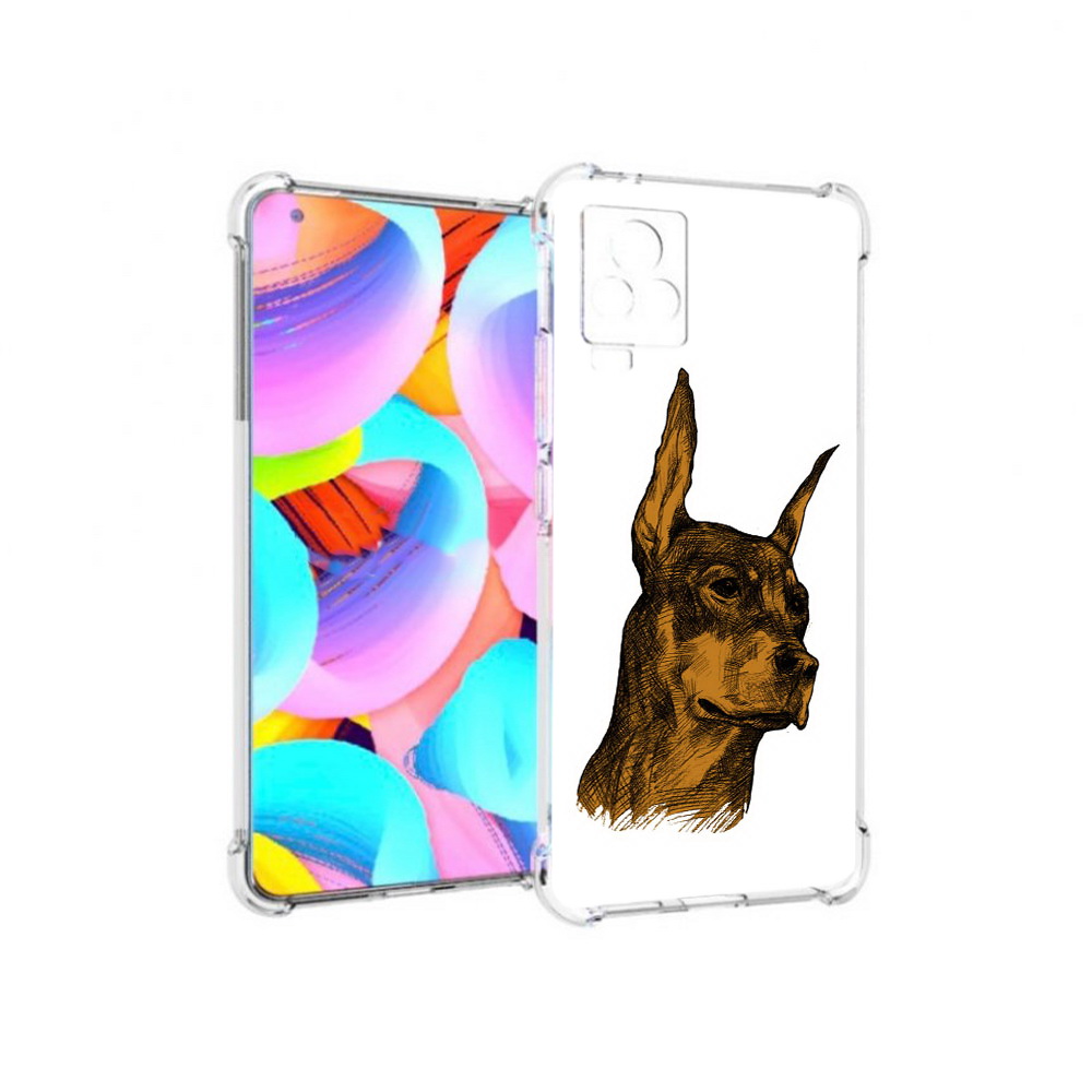 

Чехол MyPads Tocco для Vivo IQOO 7 скетч доберман, Прозрачный, Tocco