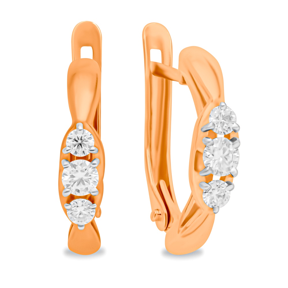 

Серьги из красного золота 585Gold 102008342, муассанит, 102008342