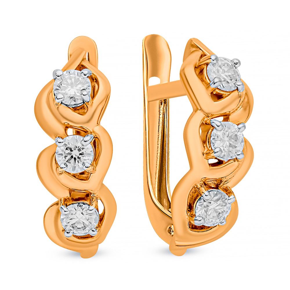 

Серьги из красного золота 585Gold 102008343, муассанит, 102008343