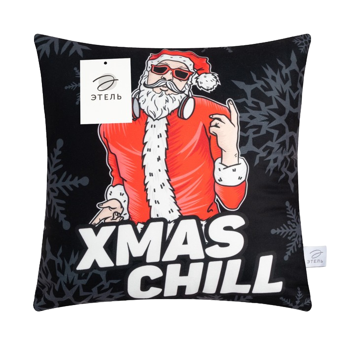 

Подушка Этель "Xmas chill", 40*40 см, 100% п/э, велюр, Черный