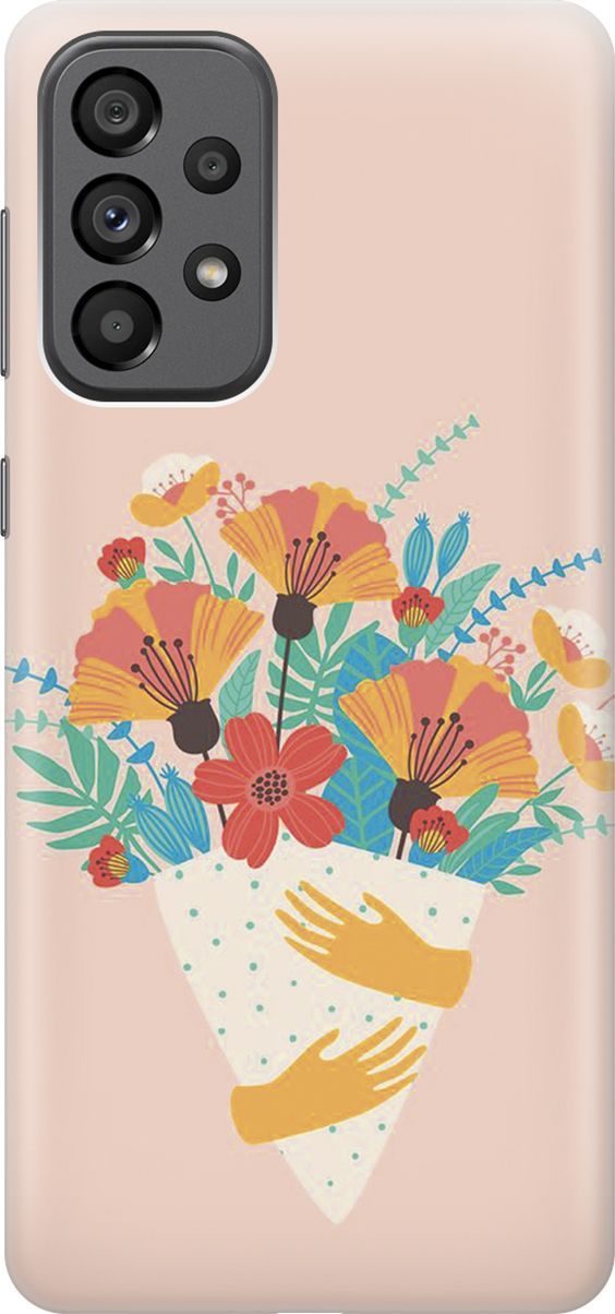 

Силиконовый чехол на Samsung Galaxy A73 5G с принтом "Букет на розовом", Красный;розовый, 10564