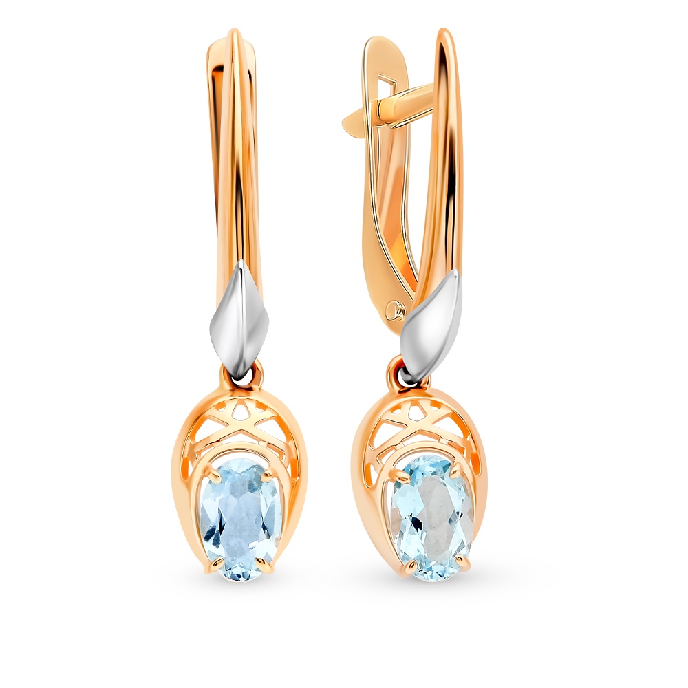 

Серьги подвески из красного золота 585Gold 202008866, топаз, 202008866