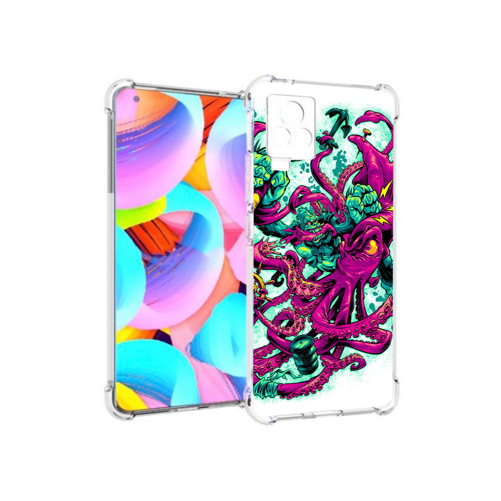 

Чехол MyPads Tocco для Vivo IQOO 7 фиолетовый кракен, Прозрачный, Tocco