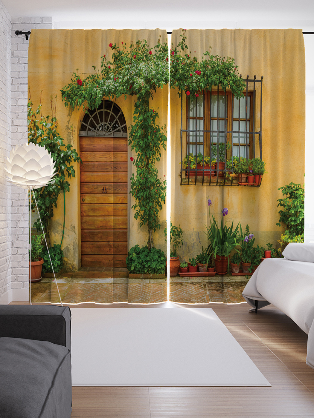 

Шторы JoyArty с фотопечатью "Итальянский дворик" из сатена, 290х265 см, Итальянский дворик