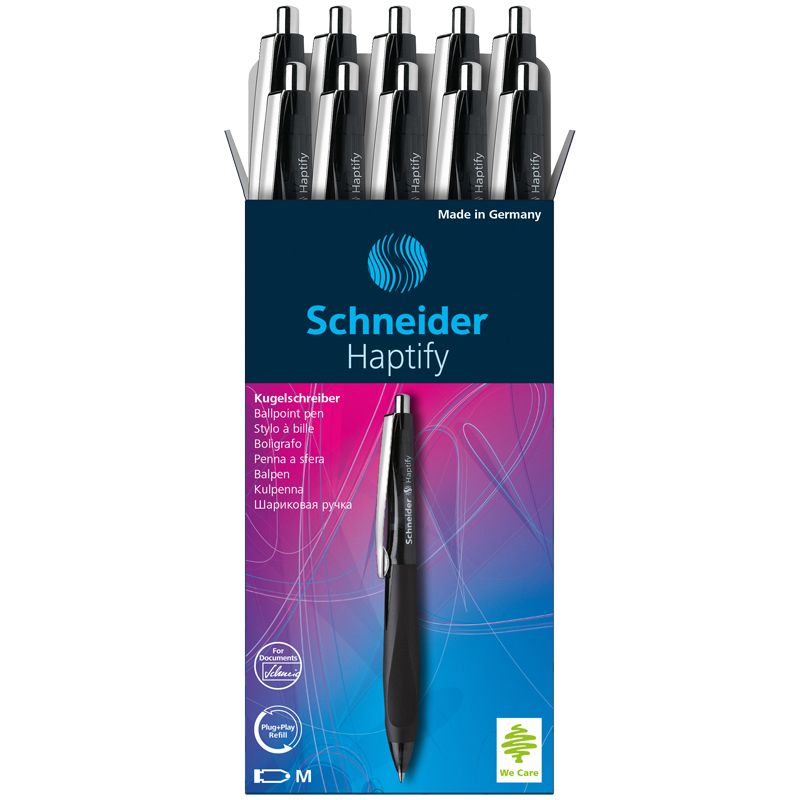 

Набор из 10 шт. Ручка шариковая автоматическая Schneider Haptify черная, 1,0 мм