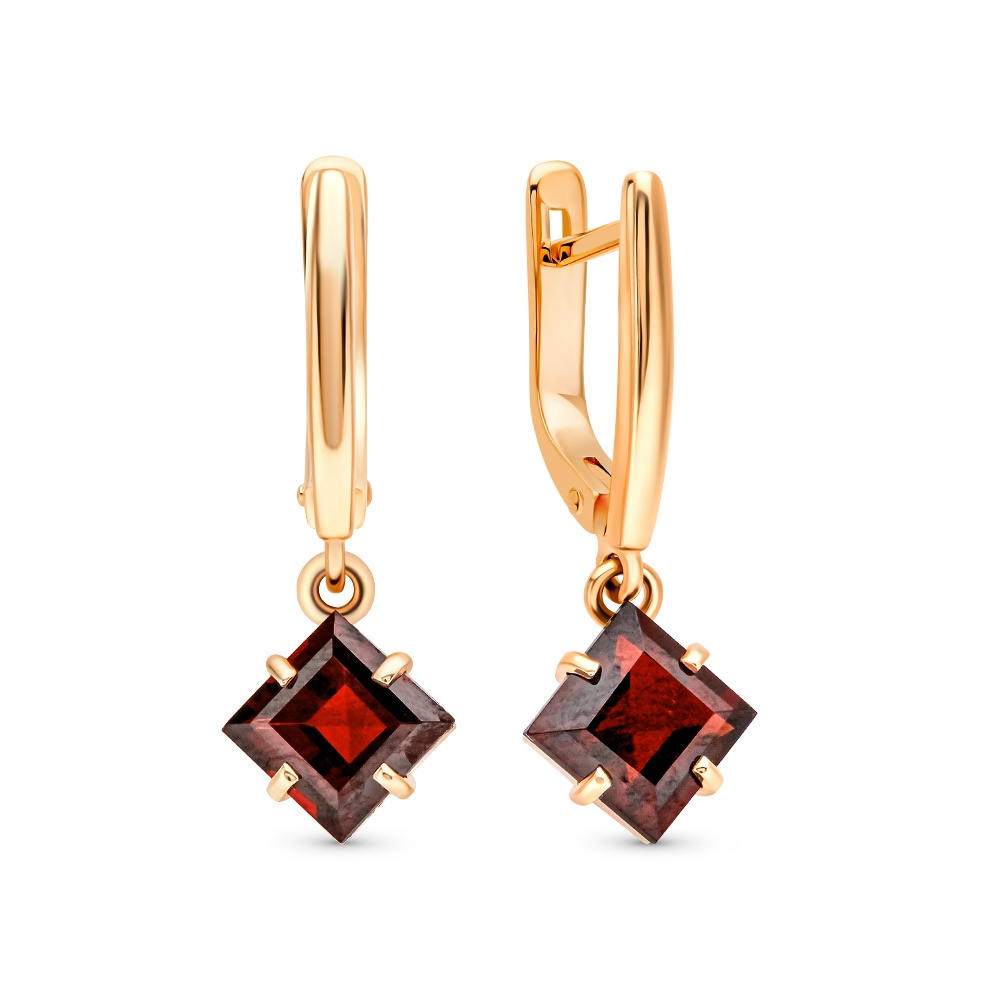 

Серьги подвески из красного золота 585Gold 202008977, гранат, 202008977