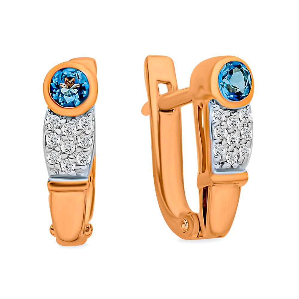 

Серьги из красного золота 585Gold 202008848, топаз/фианит, 202008848